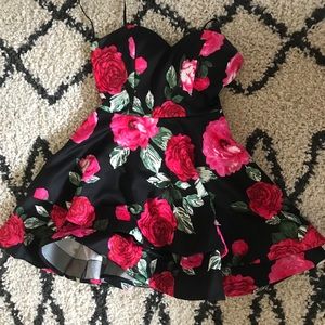 Strapless floral mini